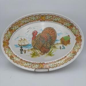 Vintage Turkey Platter Thanksgiving Melamine 21"x15"